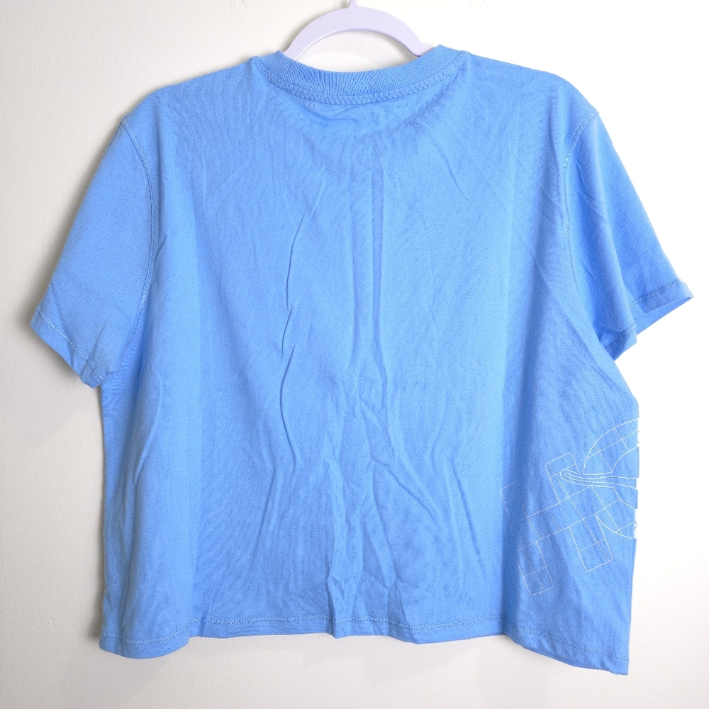 HOKA ONE ONE Blue Cropped Running Workout Gym Tee L - Picture 4 of 11